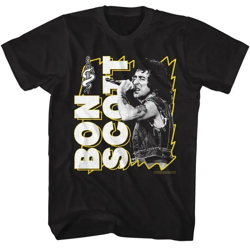 Camiseta negra para adultos Bon Scott AC/DC Lightning Frame