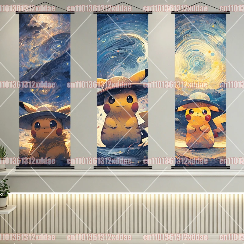 Vibrant Pikachu Pokémon Wall Art Scroll - Center Print Charming Cute Design Ideal for Fans Room Decoration Warm Atmosphere view 3
