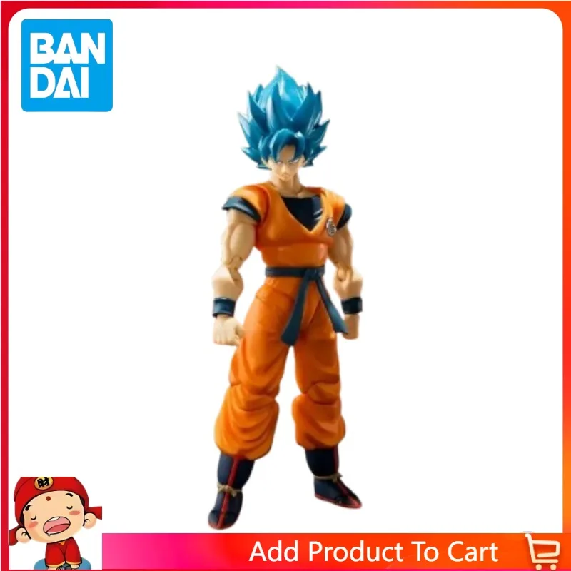 

Spot Goods Bandai SHF Super Saiyan God Sun Wukong Blue Hair Dragon Ball Super Mobile Figure Genuine Ornaments Anime Figures