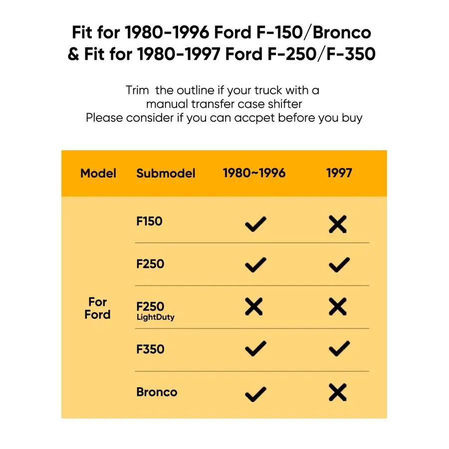 الحصير الطقس لفورد F150 فورد برونكو 19801996, F250 F350 19801997 ملحقات شاحنة فورد الكلاسيكية 19801986 1987 1988 1989 #6