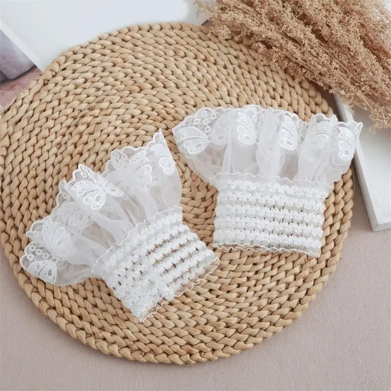 652F أغطية ذراع مطرزة على شكل زهرة وأكمام زخرفية مريحة وأكمام معصم للنساء والمراهقين والإكسسوارات #3