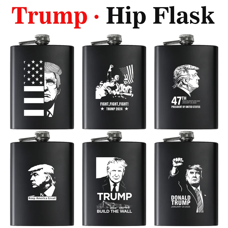 

MAGA Donald J Trump Souvenir Collectibles Fan Drinking Gift Metal Stainless Steel Hip Flask Flagon Custom LOGO Laser Engraving