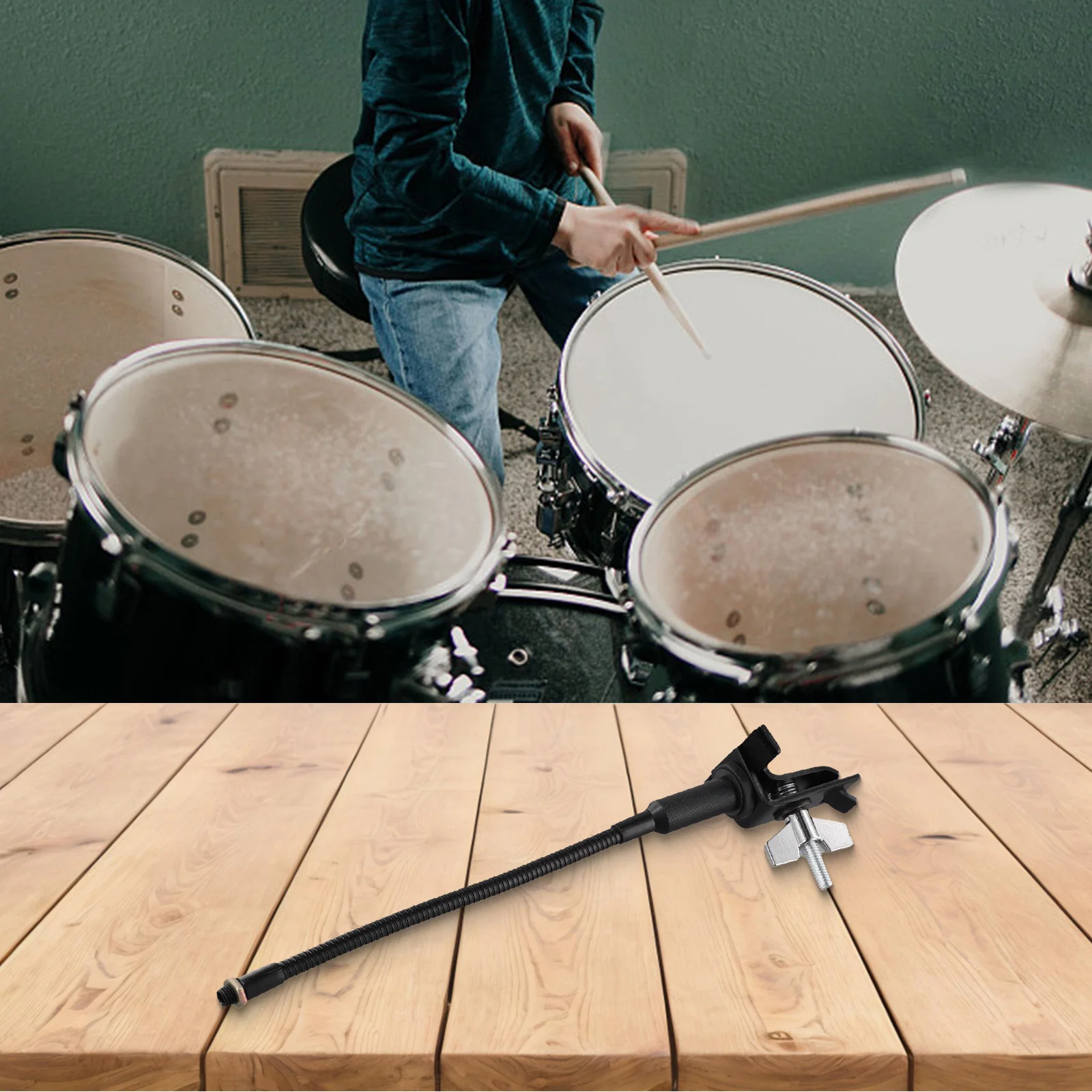 

Gooseneck Holder Drum Mic Mount Spring Clip Mechanism Wear-Resistant Construction Compatible With Various Drums