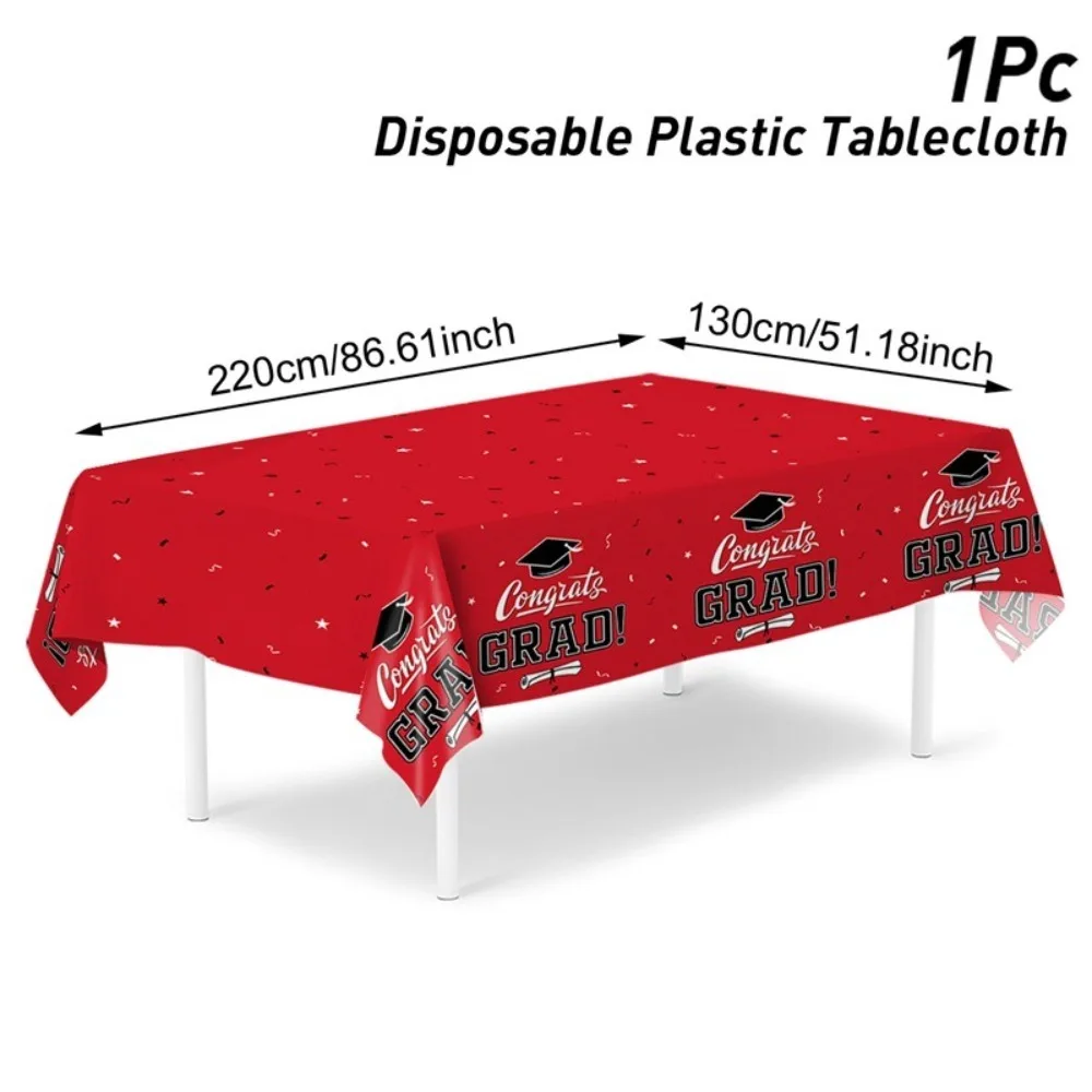 

PE Material Graduation Tablecloth Wear-Resistant Stars Design Disposable Table Cover Diploma Pattern Waterproof Plastic