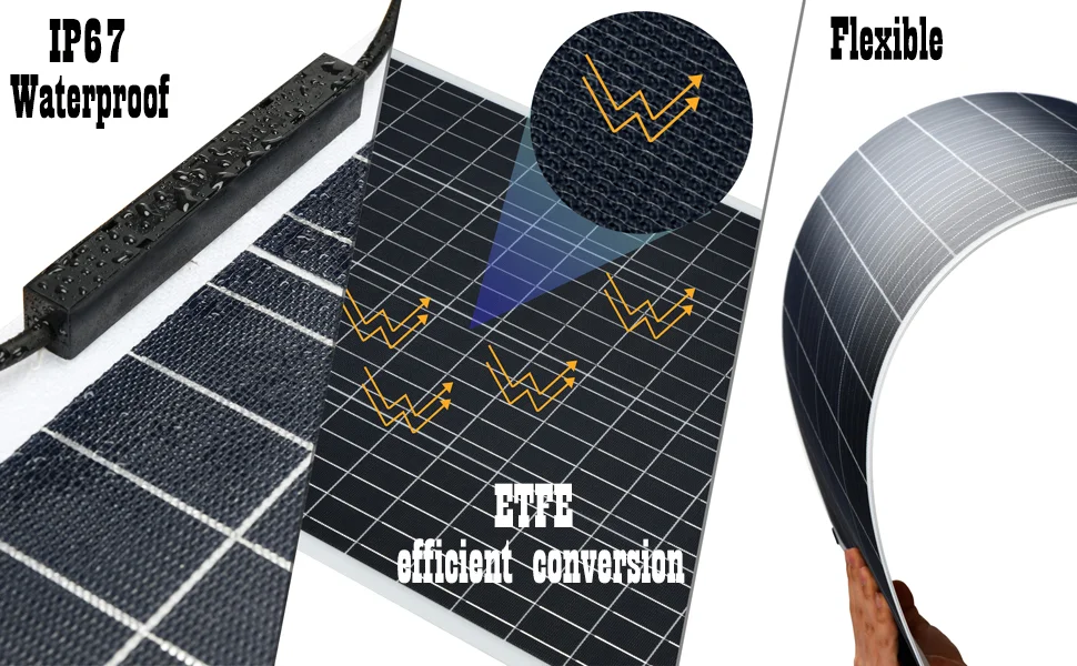 100W Custom Shaped Flexible Solar Panel, High Efficiency Module Household Off Grid Power System