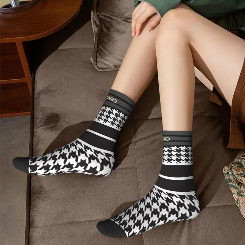 Черные тёплые носки с рисунком «гусиные лапки»