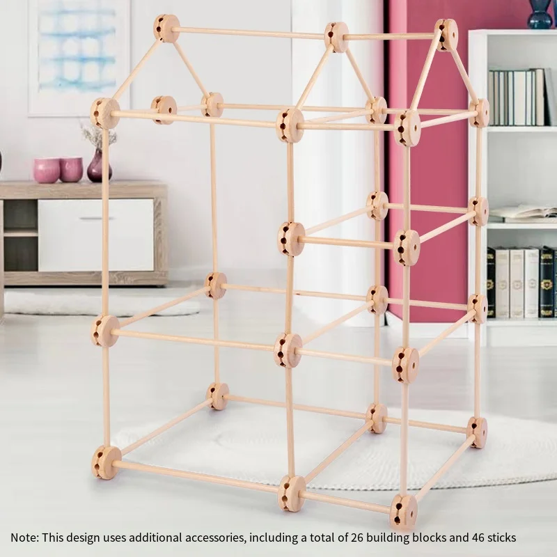 مكعبات بناء خشبية من مونتيسوري ألعاب بناء ثلاثية الأبعاد للأطفال لتدريب الخيال والتنمية الفكرية والجوذعية