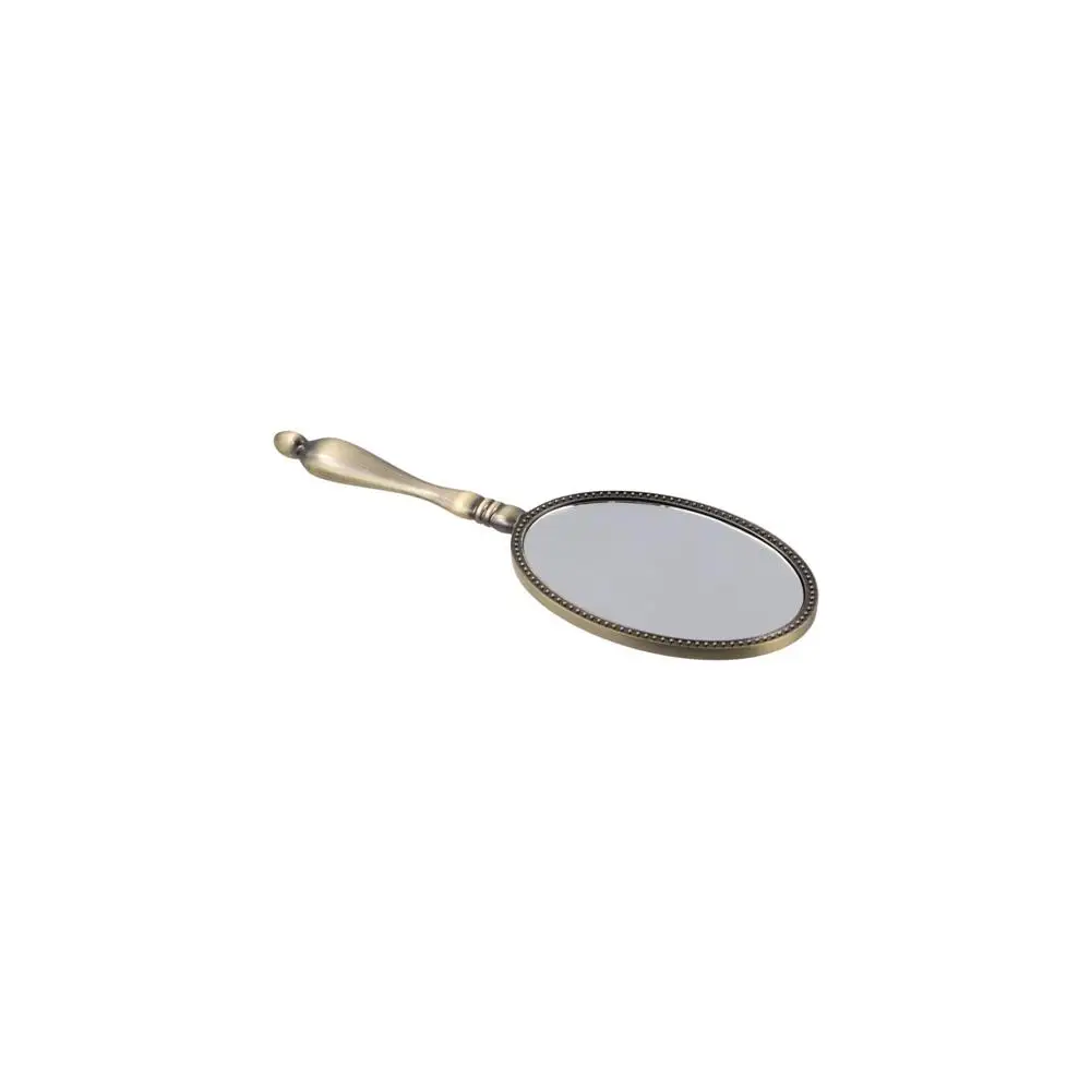Creative Copper Color Oval Hand Mirror Handheld Portable Handle Makeup Mirror Metal Art Cosmetic Mirror For SPA