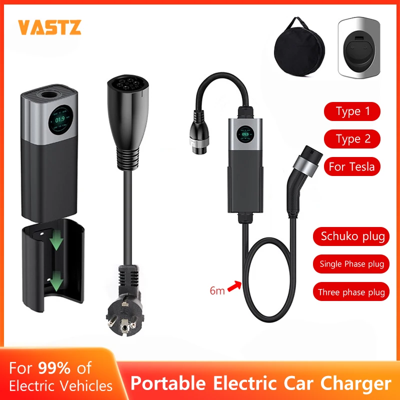 

Home Ev Charger Wallbox 16A 32A 3.5KW 7kw 11KW 22KW 3Phase Type 1 Type 2 Car Fast Charging Plug To Plug Chargeur FOR Car