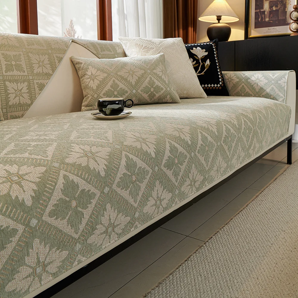 

Modern Chenille Jacquard Sofa Cushion Universal Four Seasons Non-Slip Living Room Sofa Cover Backrest Dustproof Living Room