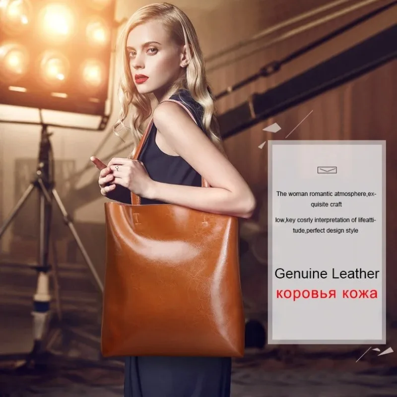 

Genuine Cow Leather Tote Bag for Women - Large Vintage Designer Handbag Spacious Shoulder Bag & Hand Carry Purse
