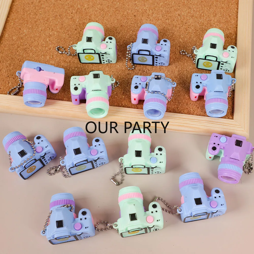 6Pcs Simulation Mini Camera Keychains Dollhouse Accessories Toy for Kids Birthday Party Favors Baby Shower Gift Pinata Fillers