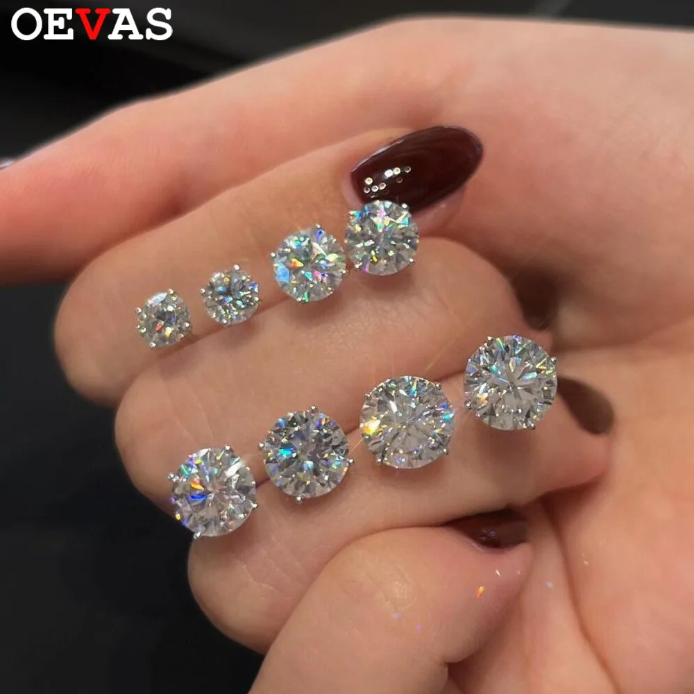 

OEVAS 5 шт. 0,2CT-2CT D цвет муассанит четыре когтя серьги-гвоздики для женщин S925 серебро свадебная вечеринка ювелирные изделия оптом