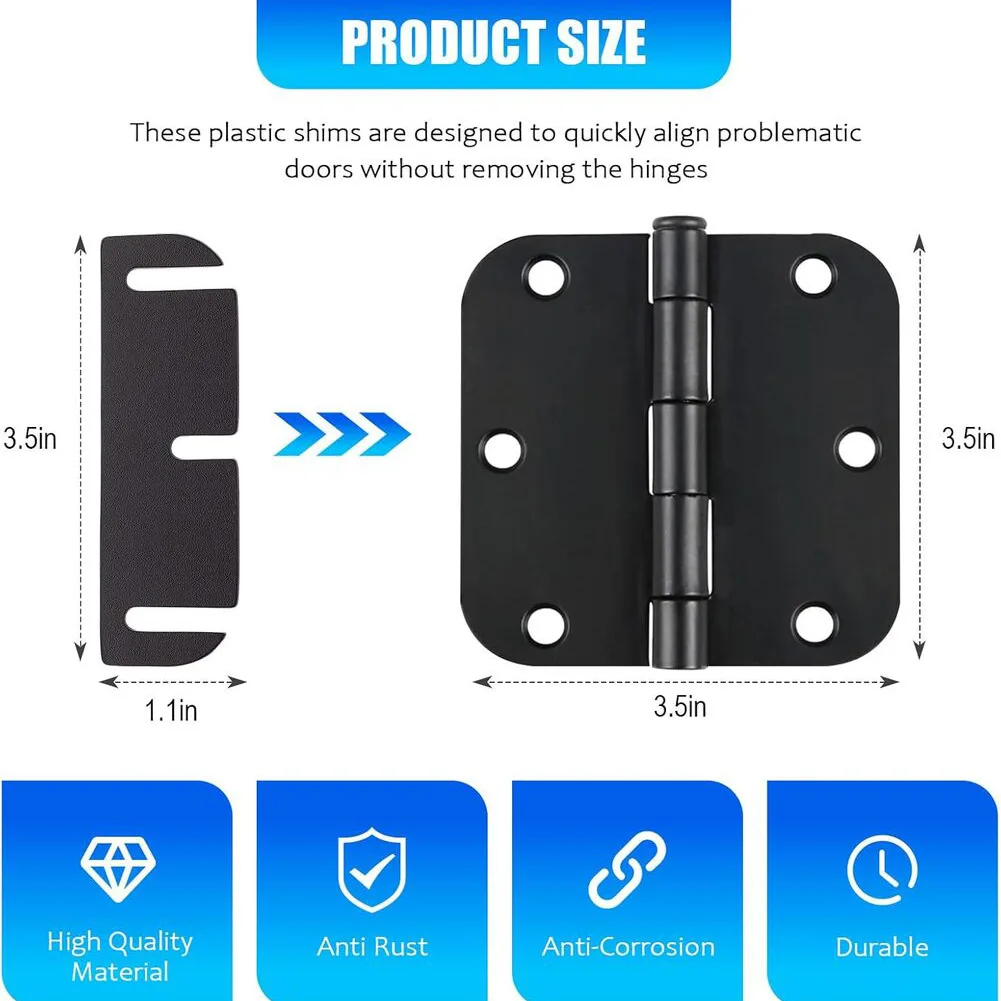 

Door Hinge Shim Set 15 pcs 3.5Inch PVC 3.5 x 1.08 x 0.060 inch for Interior Door Realignment and Draft Control