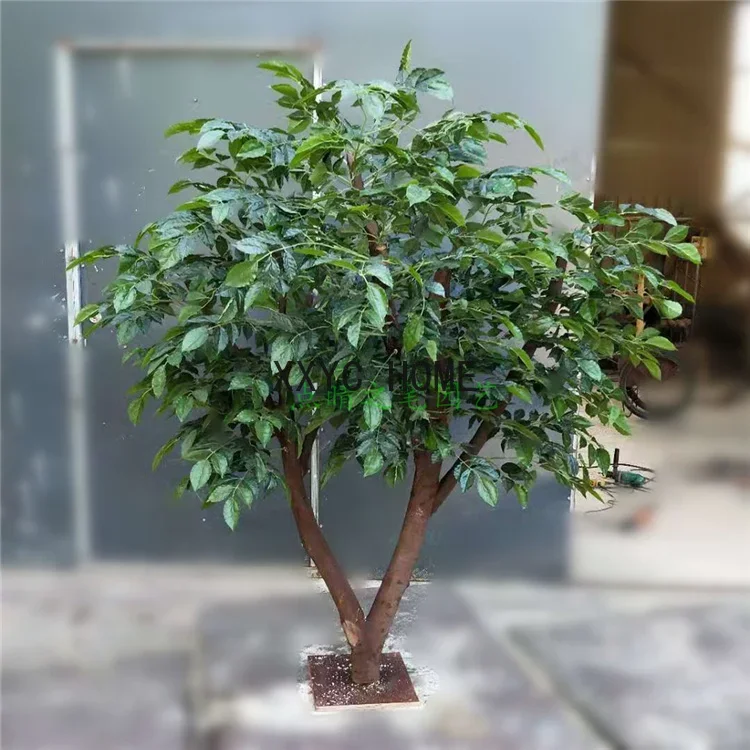 Simulation Fake Banyan Large Shaped Tree Plant Living Room Pachira Macrocarpa Solid Wood Trunk Decoration