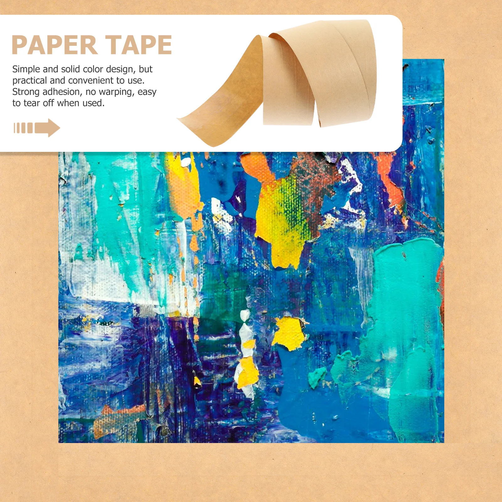 Sealing Tape 1 Roll Writable Kraft Paper for Packaging Carton Wrapping Side Sealing DIY Home Office Multi Purpose