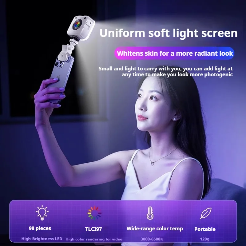 Мини RGB светодиодный заполняющий светильник для видео перезаряжаемый портативный камеры фотография видеоблогов съемка на открытом воздухе карманная лампа Фото №2
