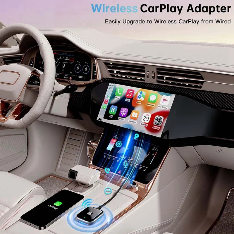 Adaptador Carplay inalámbrico 2 en 1, con cable a adaptador inalámbrico, caja IA para coche, Plug & Play, Mini adaptador de juego para coche