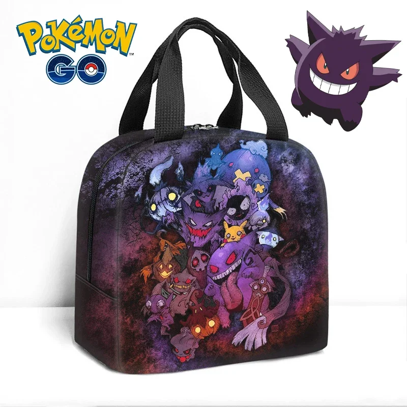 Anime Pokemon Gengar Pikachu Cooler Lunch Box Portable Insulated Canvas Lunch Bag Thermal Food Picnic Lunch Bags for Women Kids