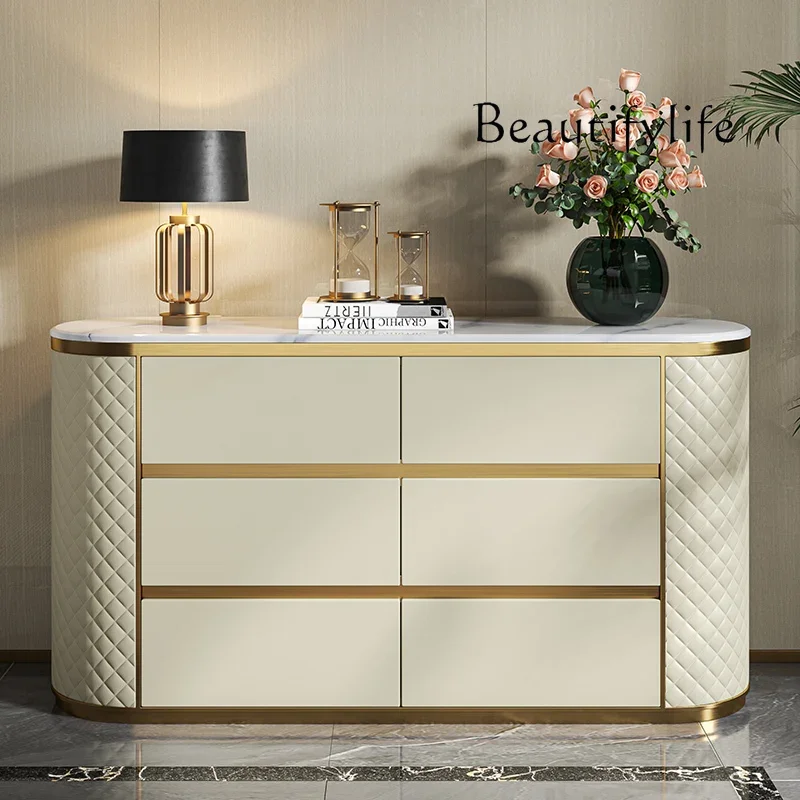 Light luxury six-bucket cabinet Italian post-modern marble high-end entrance bedroom storage cabinet