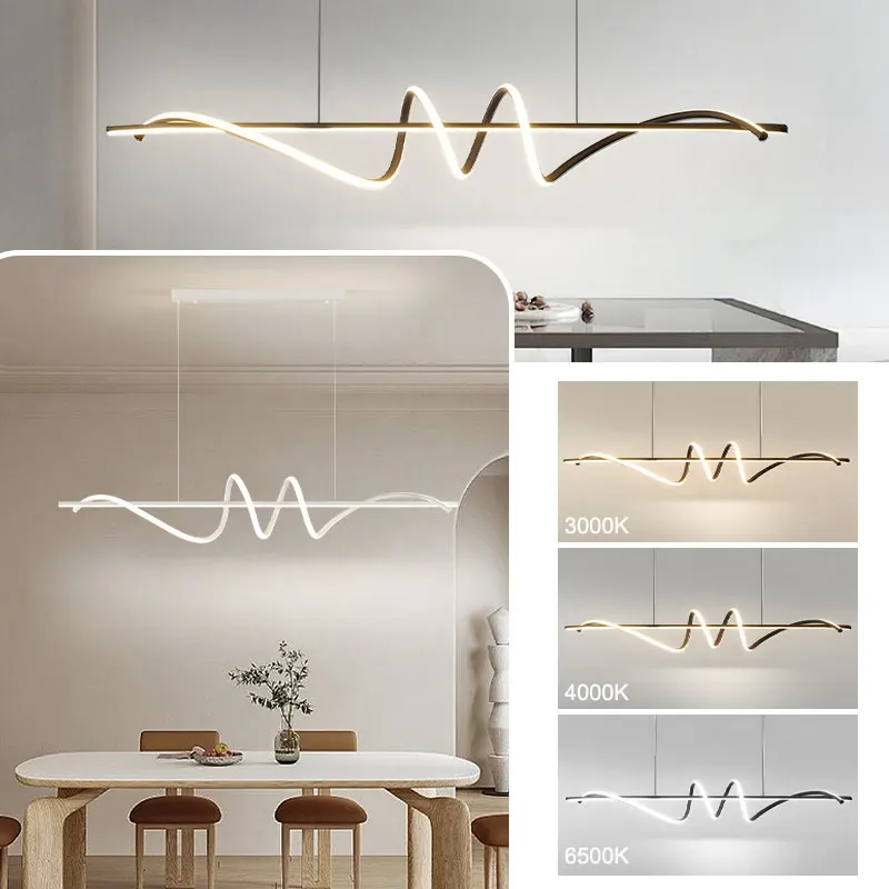 

Black White LED Cord Pendant Lamps for Bedroom Living Room Interior Hanging Lighting Chandelier Lights for Kitchen Dinning Room