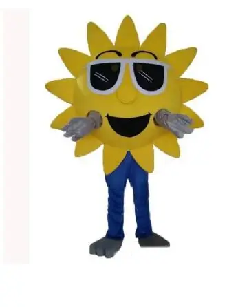 New Adult Halloween Christmas Yellow Sunflower Mascotte Fancy Cartoon Mascot Costume Plush Fancy Dress Mascot Costume