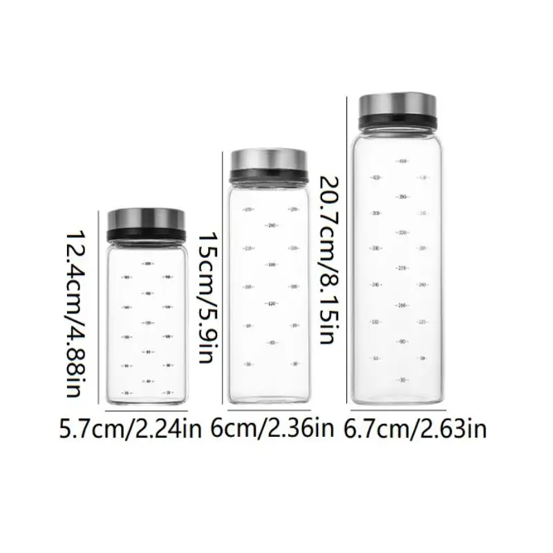 200/300/500ml High Borosilicate Glass Seasoning Can Salt Sesame Solid Condiment Seal Bottle Pepper Spice Shaker With Rotary Lid