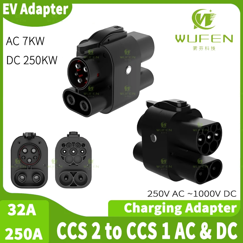 

WUFEN AC & DC CCS2 To CCS1 DC EV Adapter Fast Charging 250A 250KW for CCS1 Station Charging Converter in Ukraine Israel national