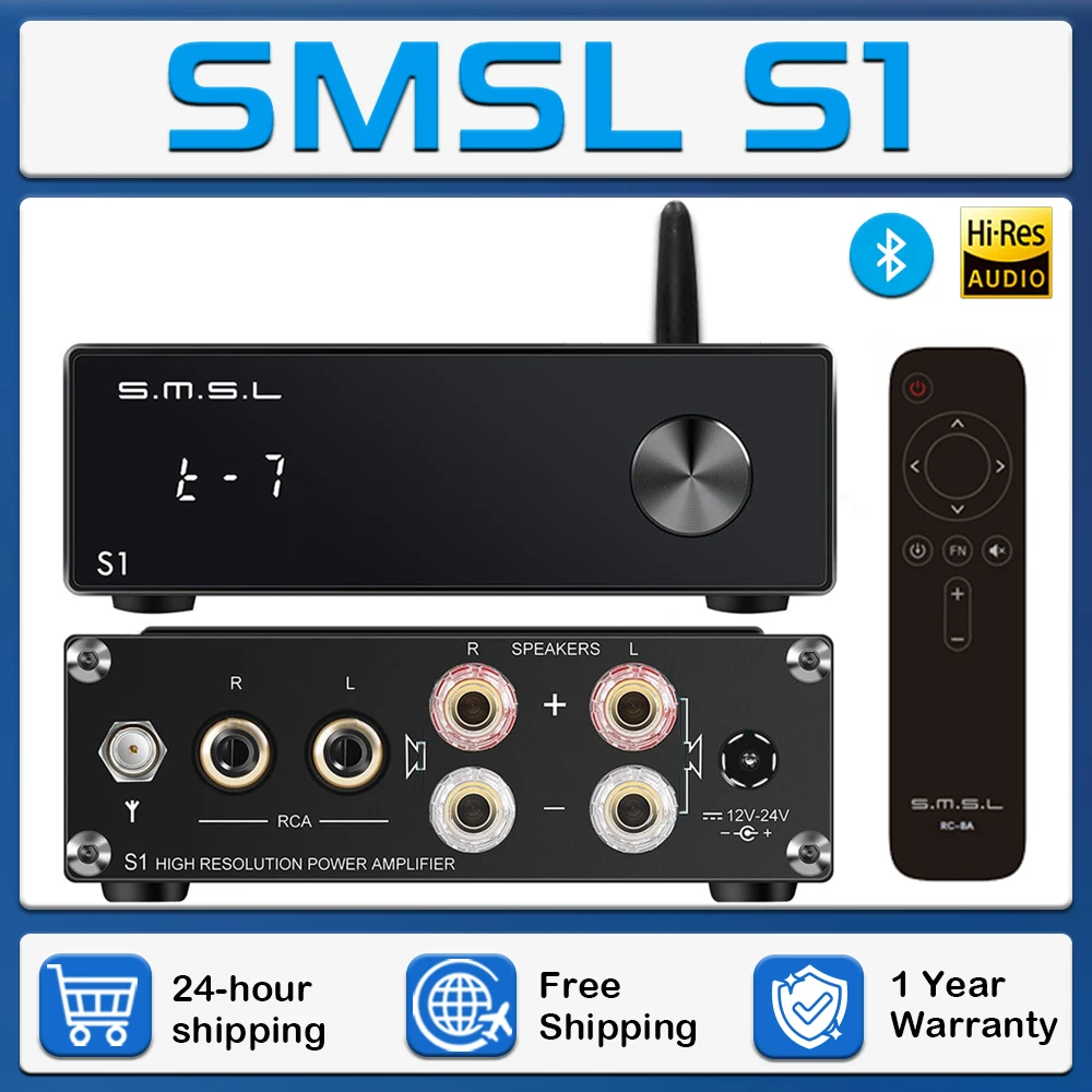 

SMSL S1 Hi-Fi аудио усилитель портативный чип усилителя TPA3116 * 2 100Wx2 Mini D AMP приемник Поддержка Bluetooth с пультом дистанционного управления