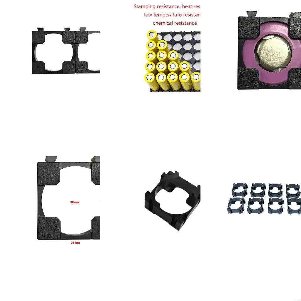 193A 10Pack 18650 Battery Holder Bracket Cell Safety Anti Vibration Plastic Cylindrical Brackets For 18650 Lithium Batteries