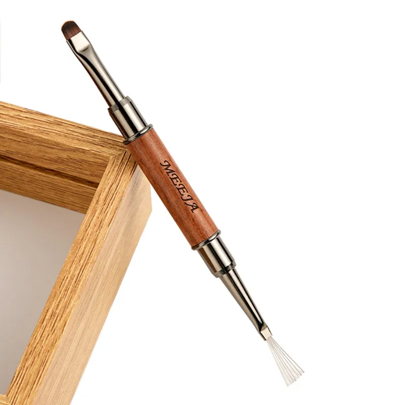 

1/2PCS Double Head Sandalwood Handle Stainless Steel Needle Painting Pen Gel Brush Crystal Nail Art Manicure