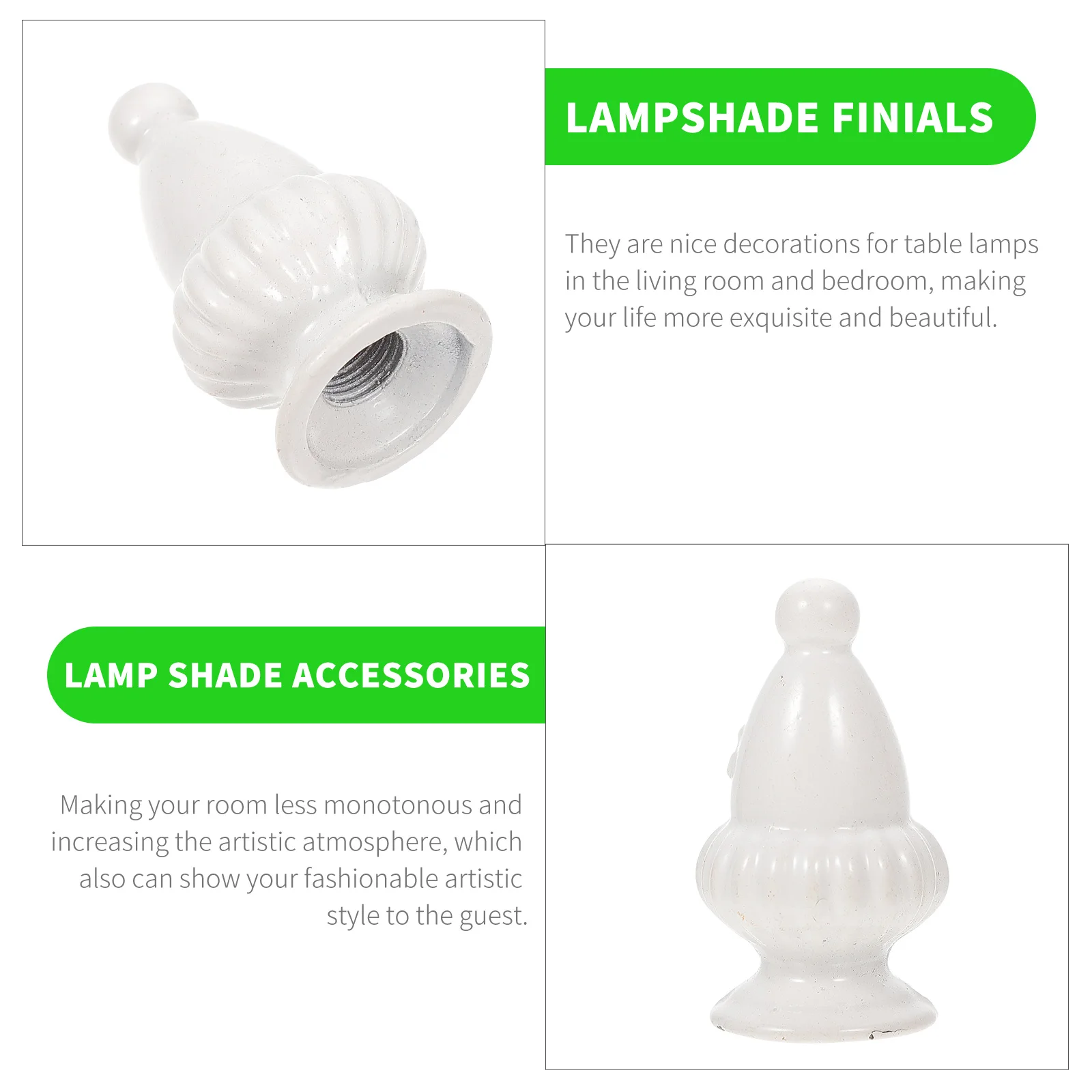 

2pcs Lampshade Finial Decorative Head White Aluminum Modern Table Floor Lamp Cap Accessory Elegant Creative Lamp Caps