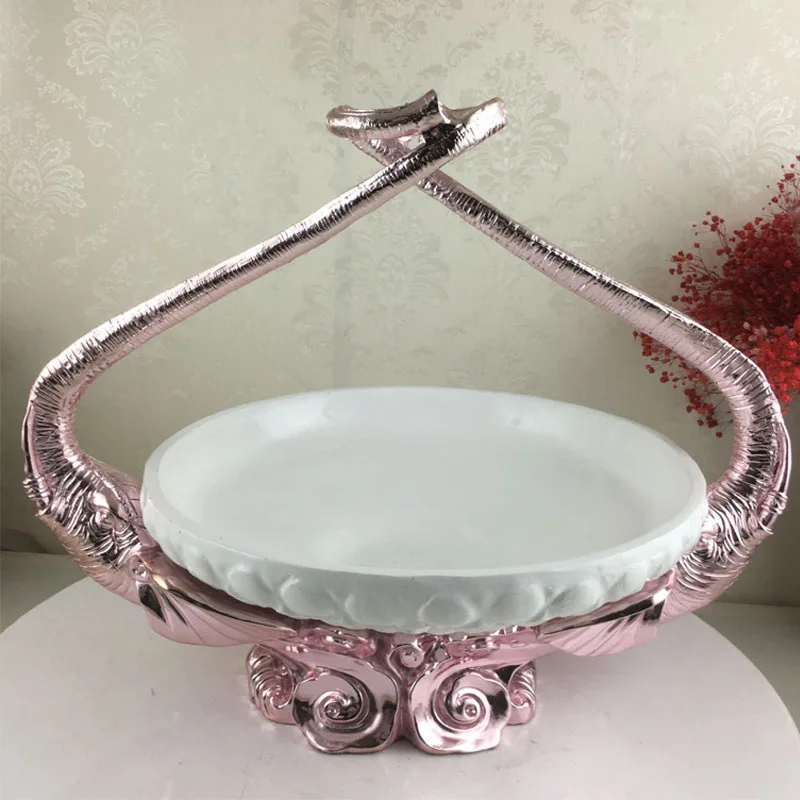 Resin electroplating double-headed elephant tableware rack Seafood posture-made cafeteria serving commercial plate decoration
