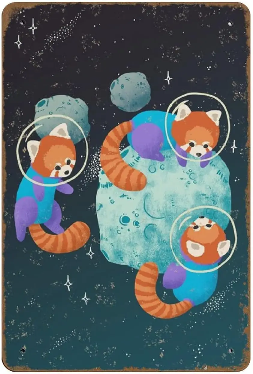 Red Space Pandas Poster Red Space Scene Poster Space Poster Art Print The Red Planet Poster Solar System Art Print Space Novelty