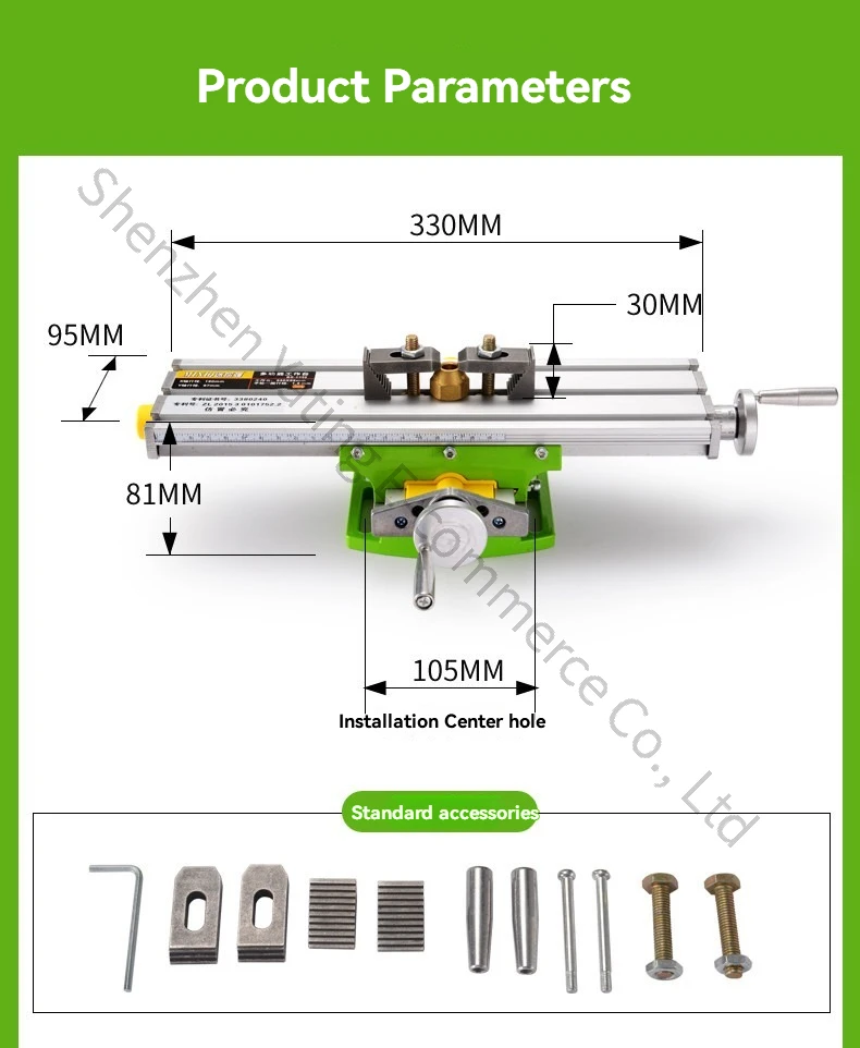 Bench drill and milling machine worktable vise BG-6330, mini-type heavy-duty cross-slide vise.