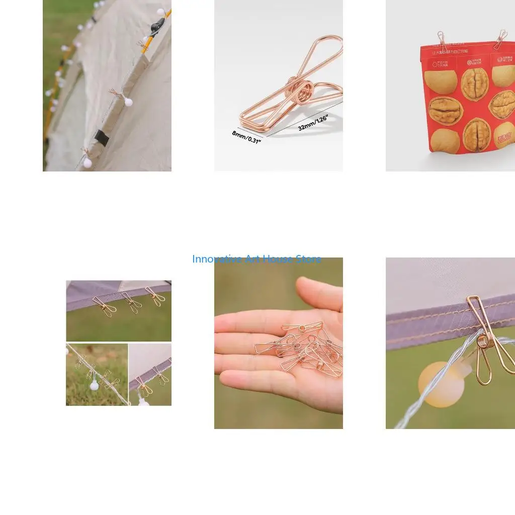 E1PC 10pcs Steel Clip Multipurpose Light String Fixing Tool Clothes Pins Pegs Holders Practical Clothing Clamps