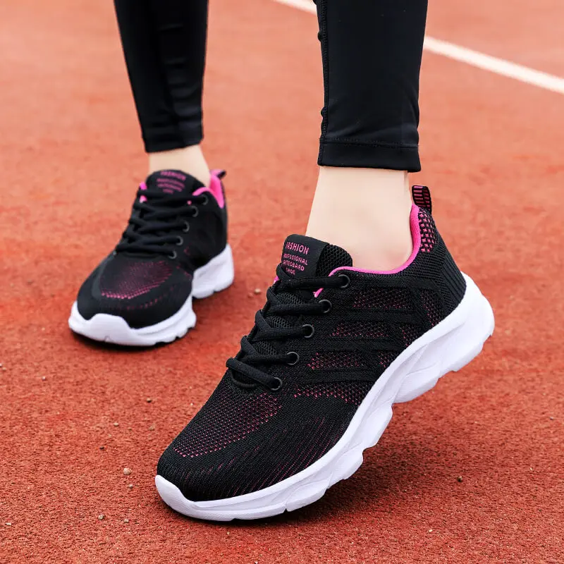 

Woman Sneakers Casual Shoes 2023 Breathable Walking Mesh Lace Up Flat Shoes Women Tenis Pink Black White Running Shoes for Women