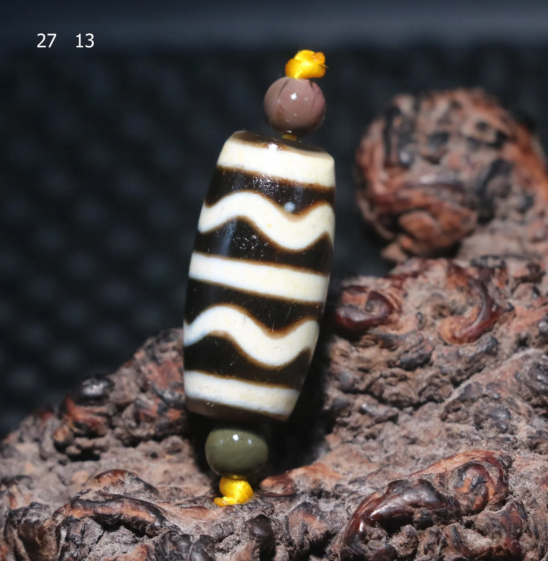 

Power Energy Tibetan old Agate Oily Patina Water Wave Be Rich dZi Bead Amulet Fit For Bracelet LSGem Amulet Treasure Jewelry