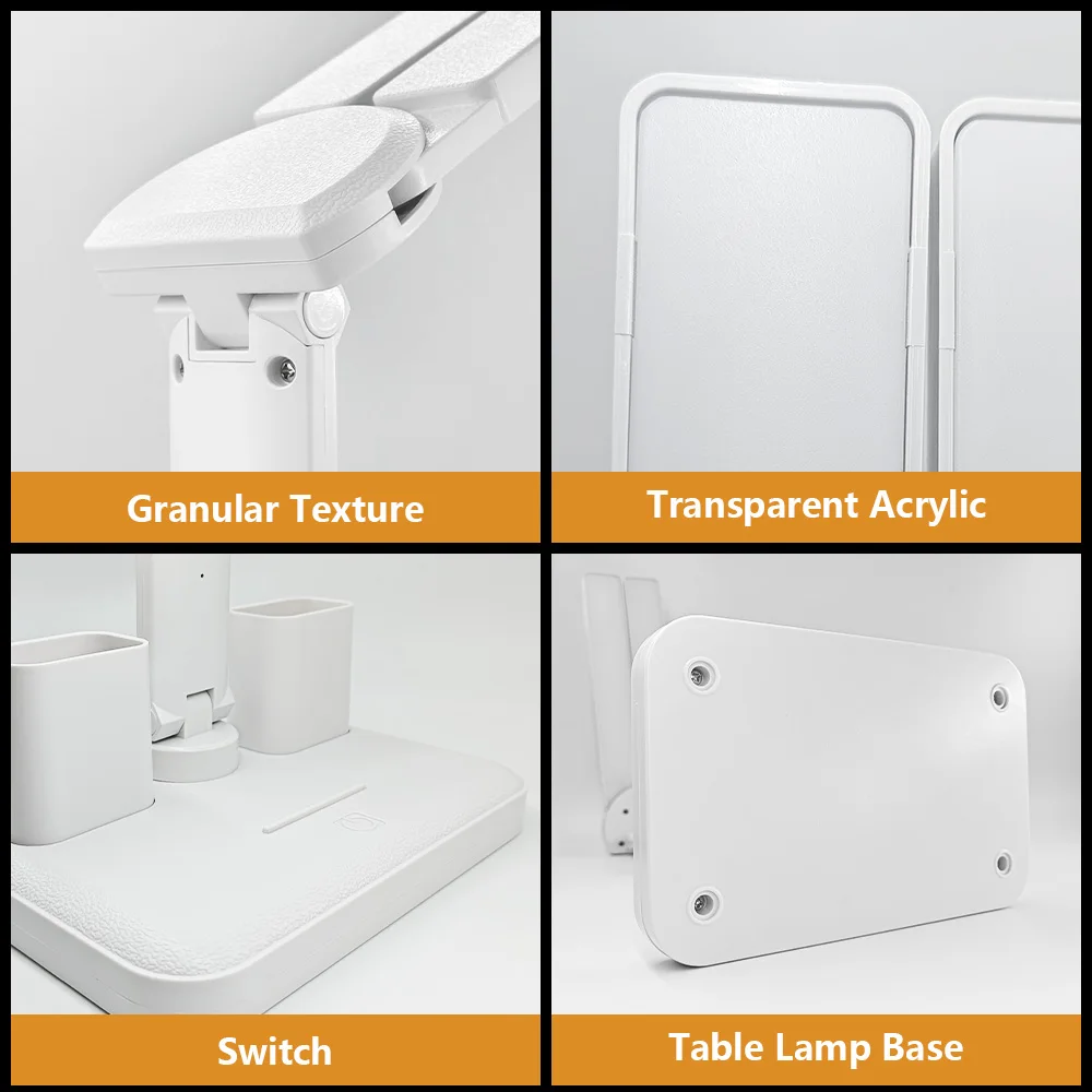 3 Color Foldable Table Lamp Smart Display Clock Desk Lamp Bedroom Decoration Lamp Study Reading Office Night Light LED Desk Lamp