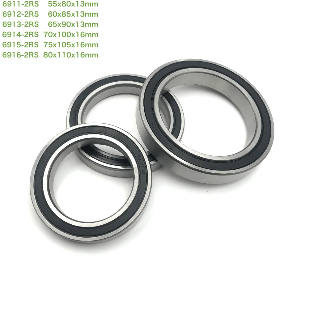 

1-2pcs/Lot 6911-2RS , 6912-2RS , 6913-2RS , 6914-2RS , 6915-2RS , 6916-2RS Rubber Thin Wall Deep Groove Ball Miniature Bearing