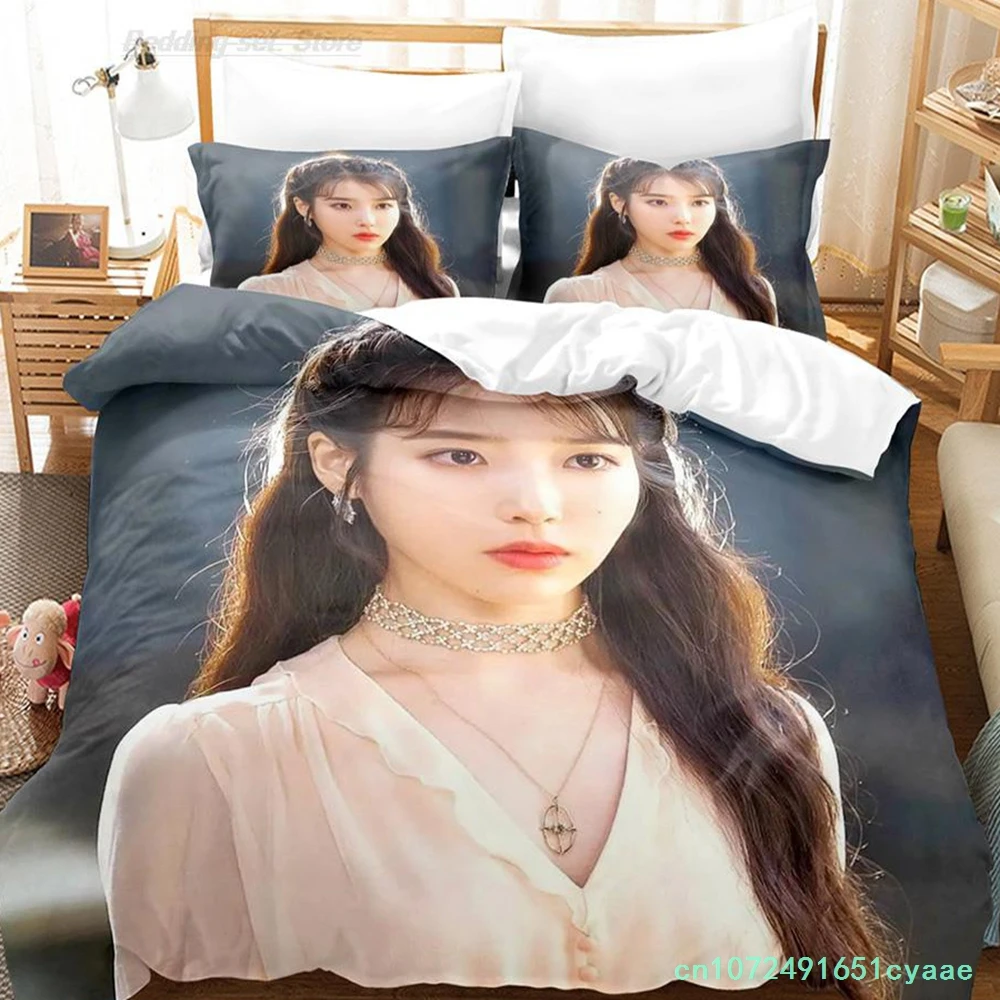 Singer IU Bedding Set Single Twin Full Queen King Size Bed Set Aldult Kid Bedroom Duvetcover Sets 3D Kawaii Beautiful Sexy Girl