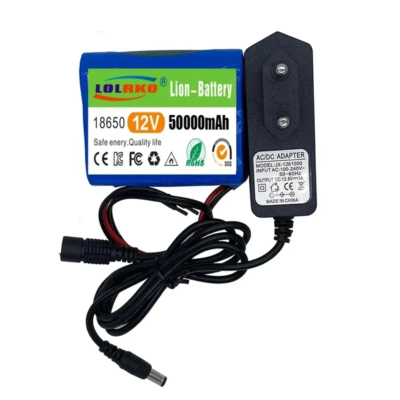 Akumulator 12V 50000mah 18650 litowo-jonowych 50Ah z ładowarką BMS akumulatory litowe płyta ochronna + 12.6V