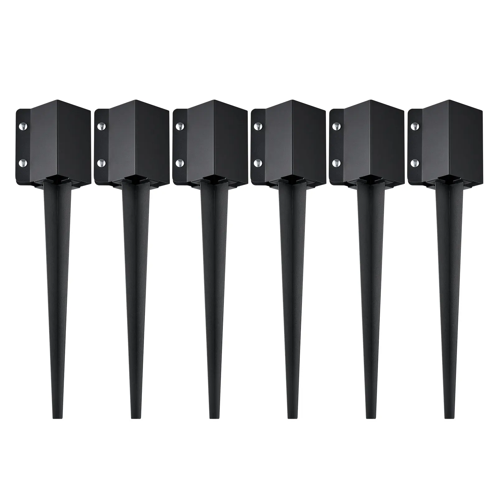 

Fence Post Anchor Ground Spike, 6 Pack 24 X 4 X 4 Inches Outer Diameter (Inner Diameter 3.5 X3.5 Inches), Metal Black Powder
