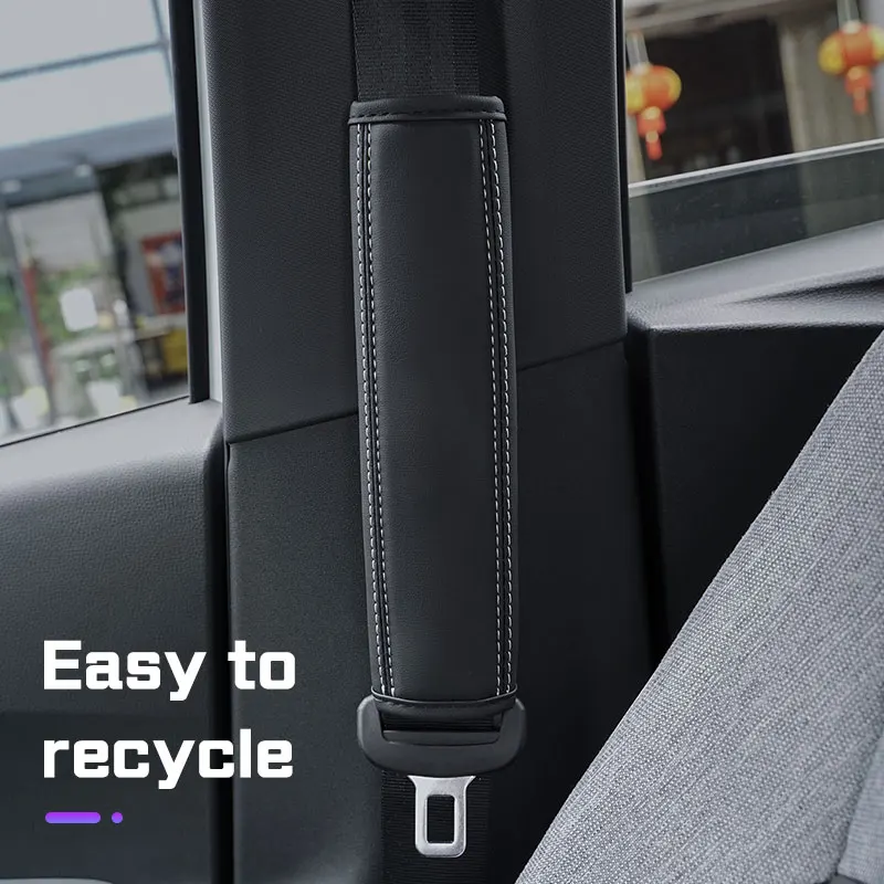 Leather Car Seat Belt Shoulder Covers Accessories for Baic Beijing BJ30 BJ40 BJ80 BJ90 U7 X7 Senova X25 X35 X55 X65 EX5 EU5 EC5