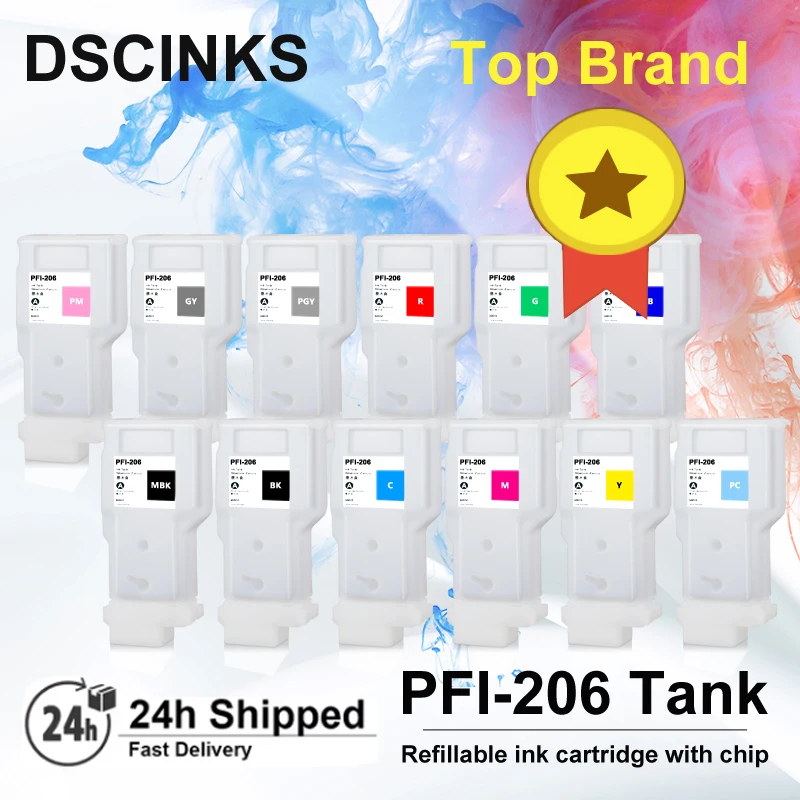

Многоразовый чернильный картридж PFI-206 объемом 300 мл для принтеров Canon iPF 6410 и IPF6460 со стабильным чипом