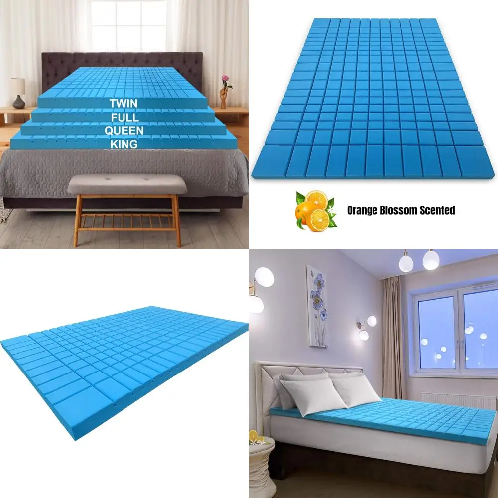 قطعة علوية من إسفنج الذاكرة الفيسكو مقاس 3 بوصات مع رائحة زهر البرتقال ودعم تحديد الوجه للتبريد للمرتبة #1