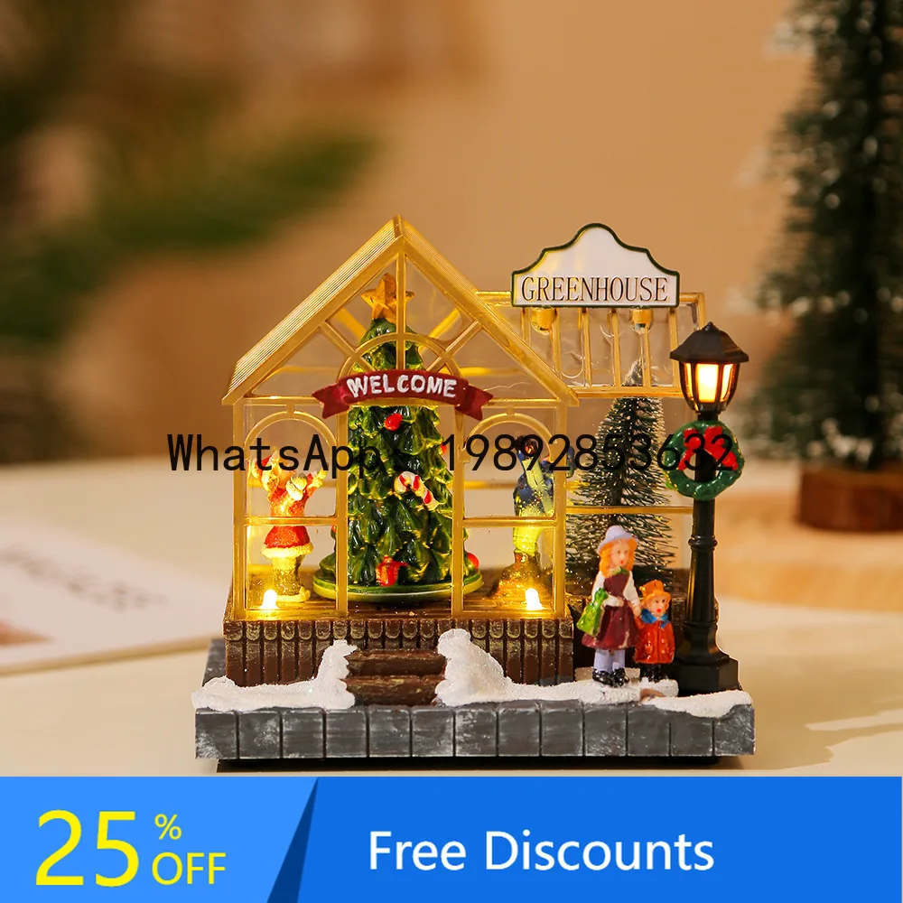 

CZ Christmas Glowing Music House Christmas Gift Creative Desktop Ornament Decoration