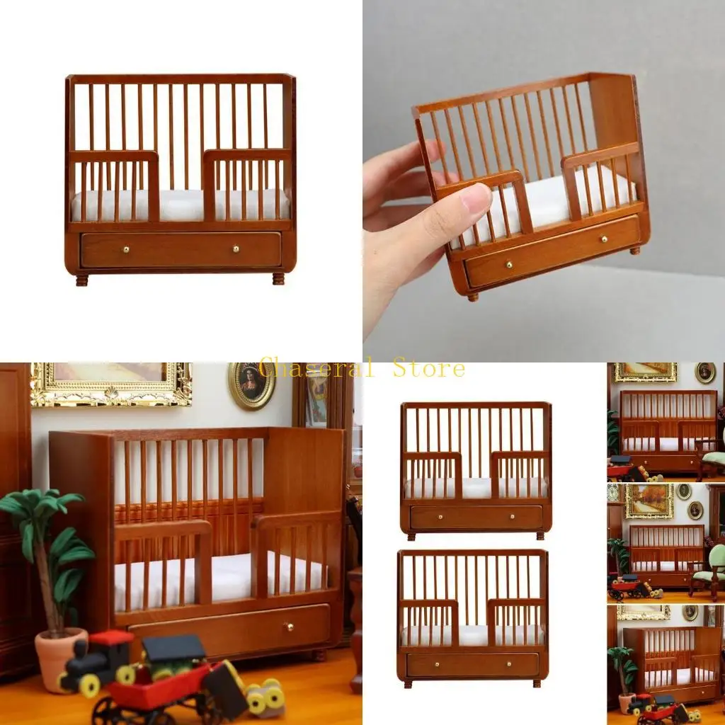 

E7CE Crib Toy Model Реалистичная винтажная реалистичная кровать для кроватки Притворяется подарком для девочек