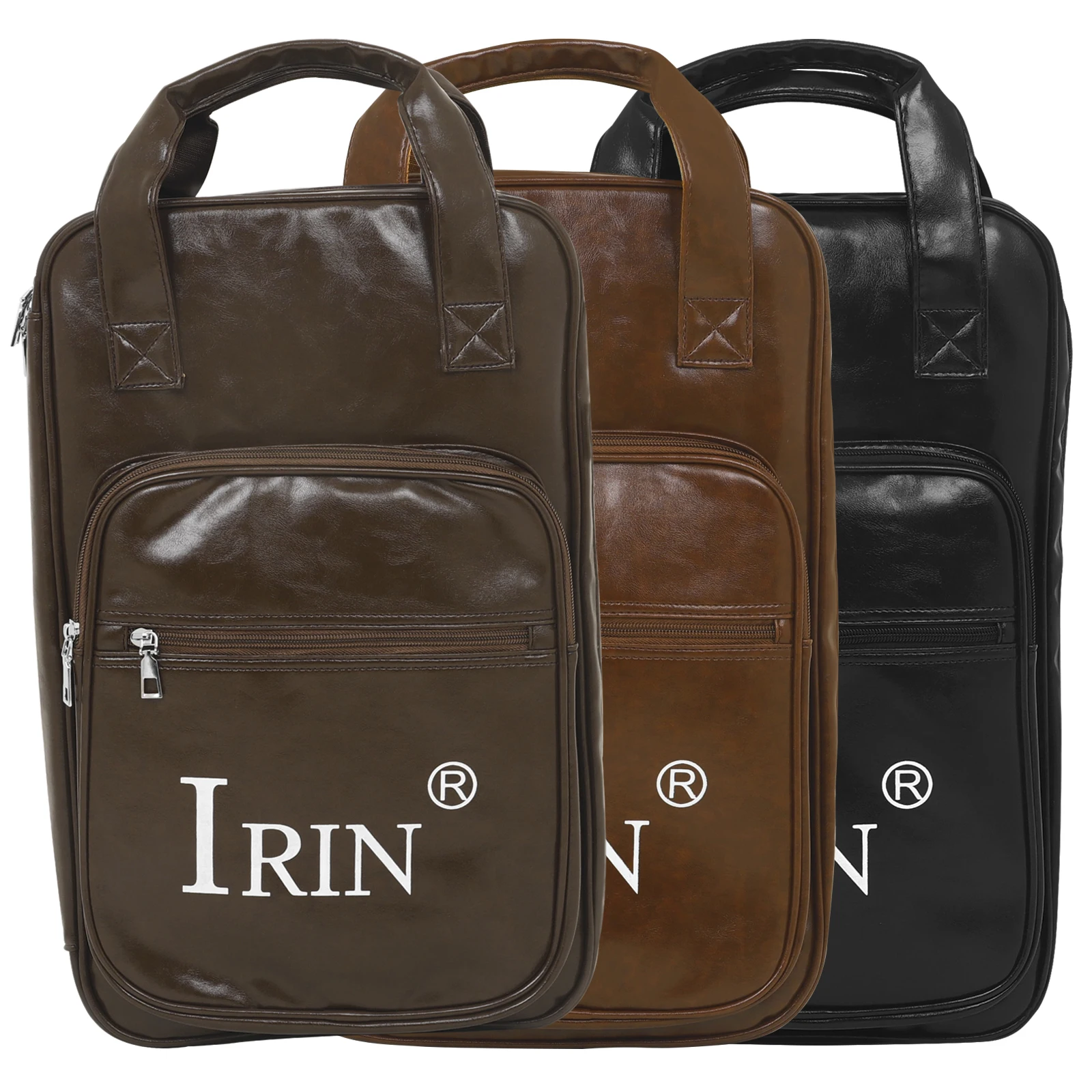 IRIN Drumsticks Bag PU Leather Drum Stick Handbag Carrying Case Backpack Music Score Book Bag Percussion Instrument Accessories