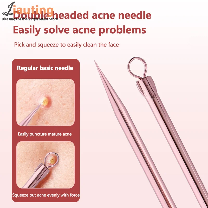 4 ชิ้น/เซ็ต Blackhead Remover เข็มสีสิวคุดคลิป Acn จุดสีดํา Beauty Salon Face Skin Care TOOL